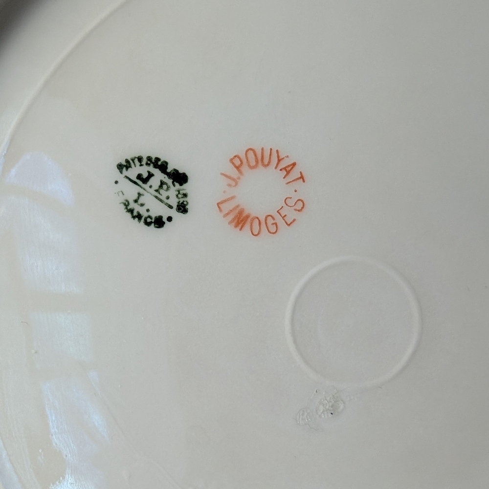 Limoges J. Pouyat Porcelain Pink Floral Gold  Scalloped Rim Porcelain Plate - Picture 4 of 5
